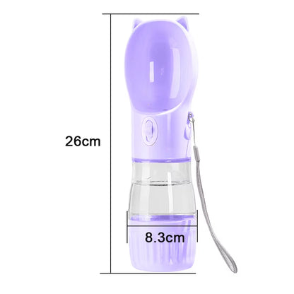 2 in 1 Portable Dog Water Bottle for Small Big Dogs Cat Outdoor Leak-Proof Puppy Drinking Bowl with Food Container Pet Feeder