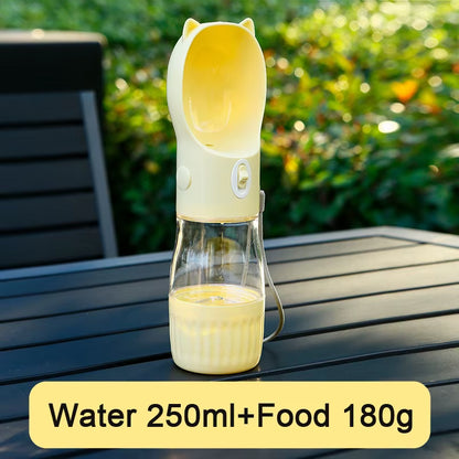 2 in 1 Portable Dog Water Bottle for Small Big Dogs Cat Outdoor Leak-Proof Puppy Drinking Bowl with Food Container Pet Feeder