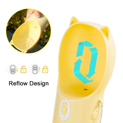 2 in 1 Portable Dog Water Bottle for Small Big Dogs Cat Outdoor Leak-Proof Puppy Drinking Bowl with Food Container Pet Feeder
