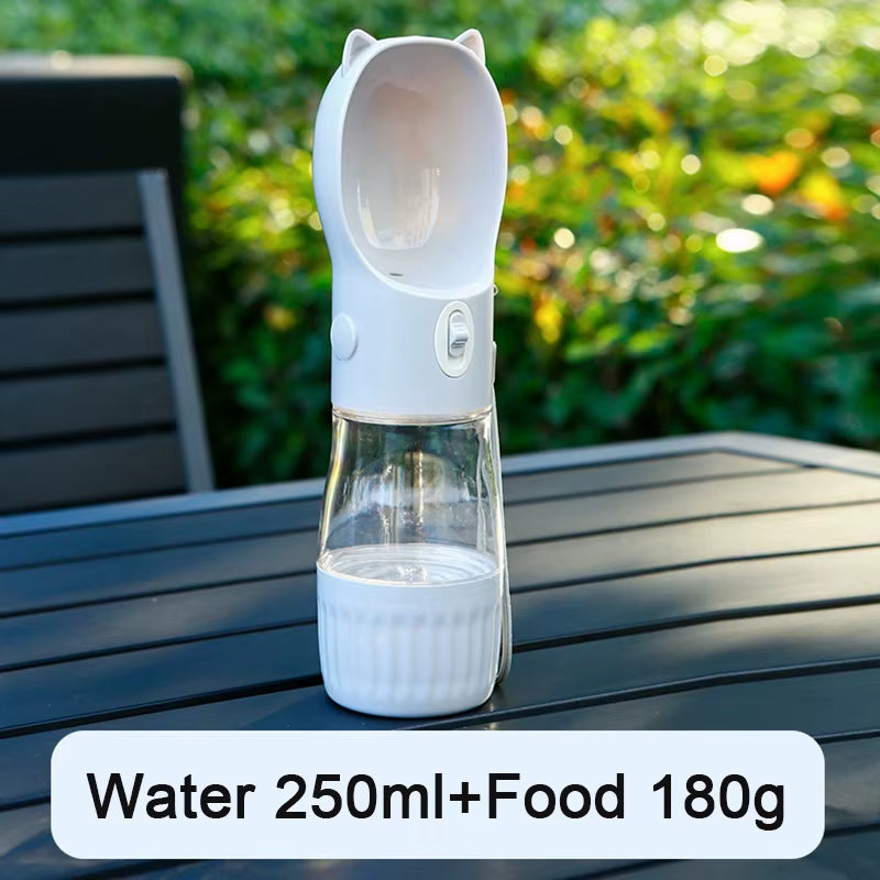 2 in 1 Portable Dog Water Bottle for Small Big Dogs Cat Outdoor Leak-Proof Puppy Drinking Bowl with Food Container Pet Feeder